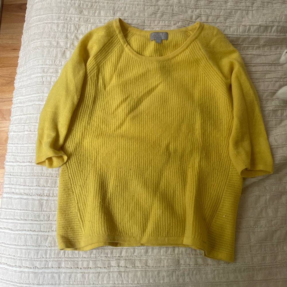 Pure Collection Yellow Crew Neck Sweater